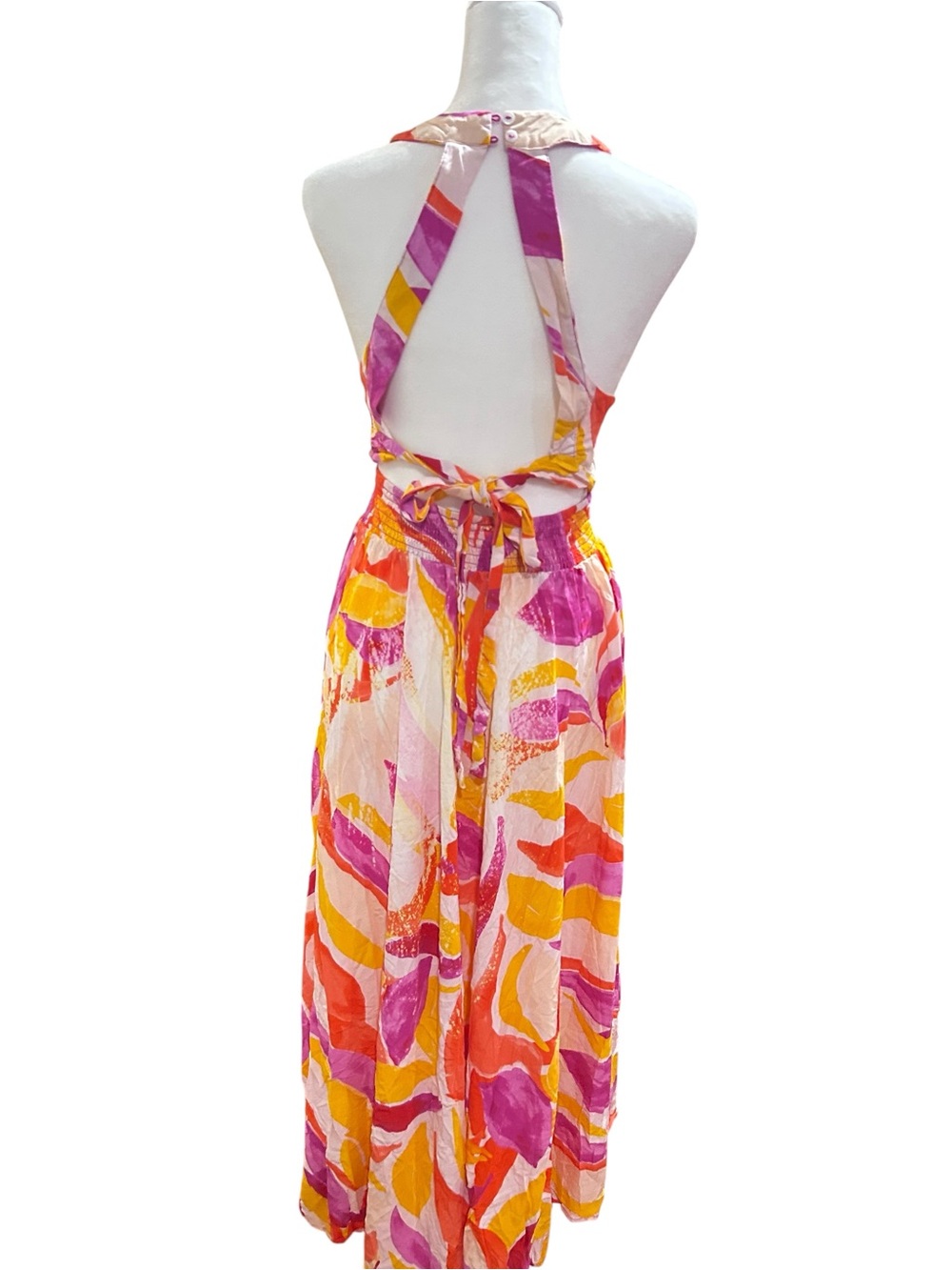 Anthropologie Abel The Label RUMI Abstract Tropical Maxi Dress | Open Back - Picture 4 of 5